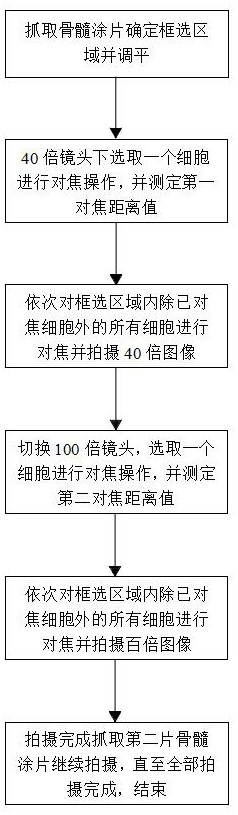 Automatic leveling and automatic focusing method for bone marrow smear scanning