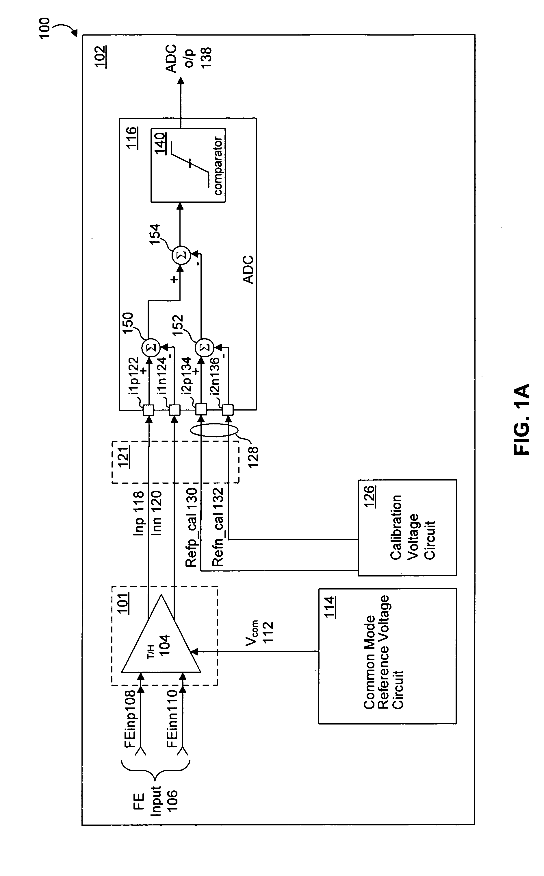 System and method for common mode calibration in an analog to digital converter