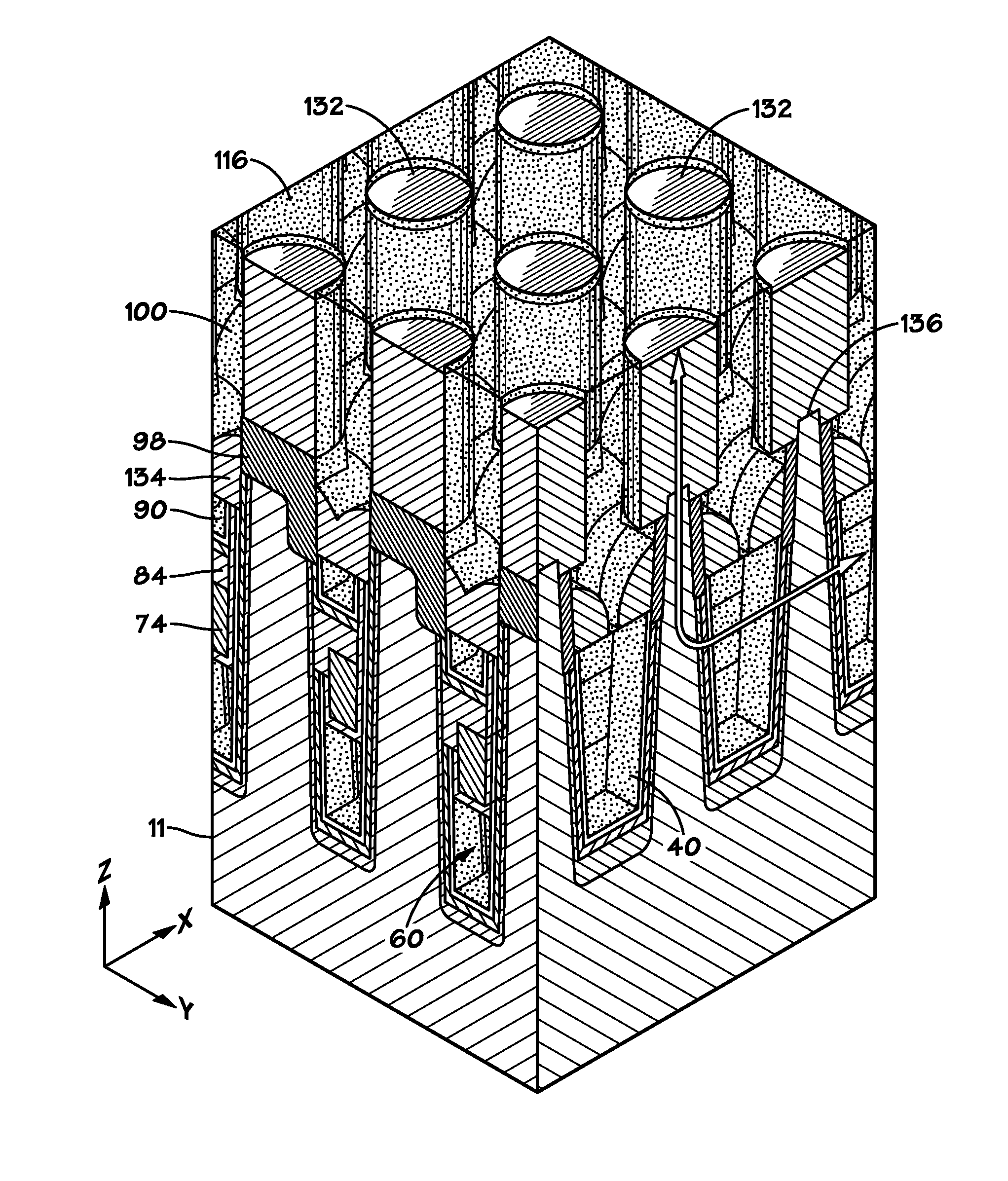 Method of Forming a DRAM Array of Devices with Vertically Integrated Recessed Access Device and Digitline