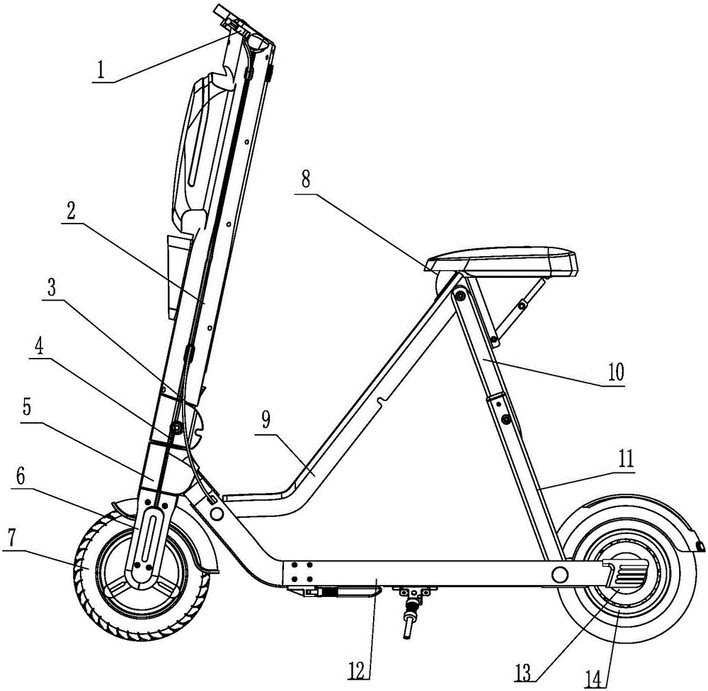 Folding mechanism for electric scooter