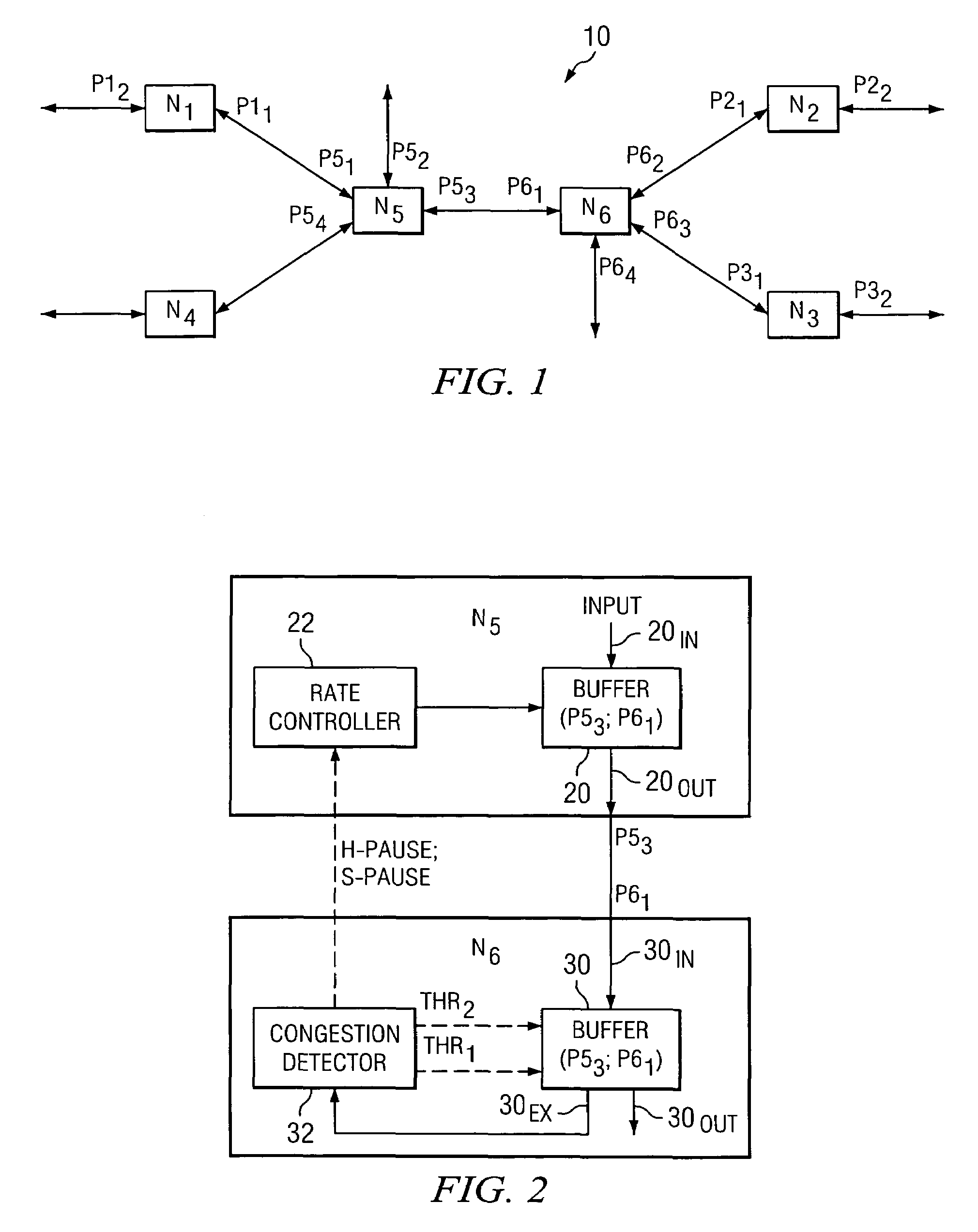 Network system with color-aware upstream switch transmission rate control in response to downstream switch traffic buffering