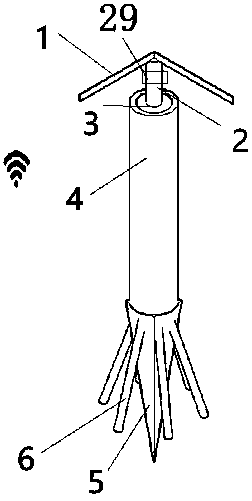 Debris flow and ecological red line tension remote boundary pile and method based on 5G communication