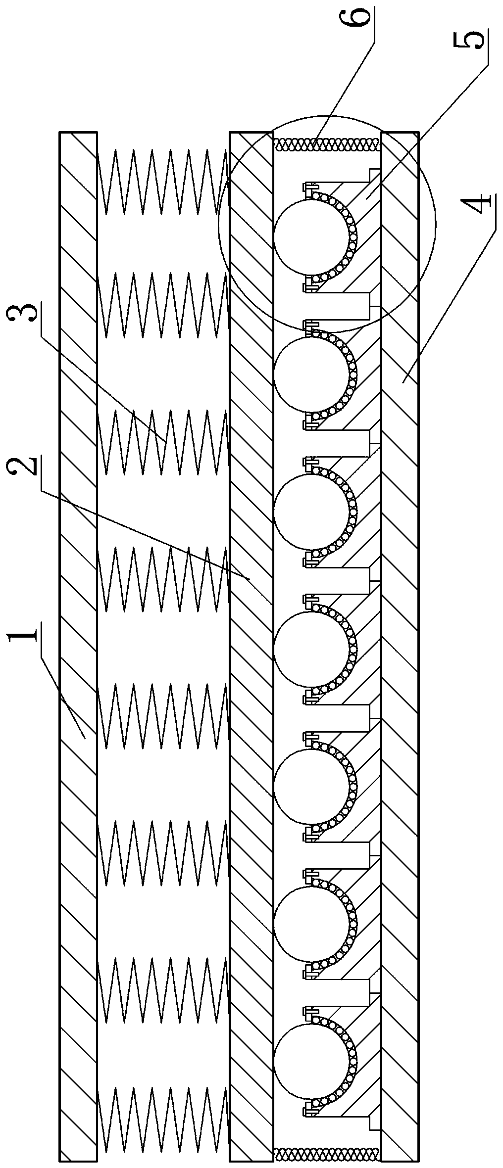 Multi-point spherical rolling support shock insulation floor with limit rope