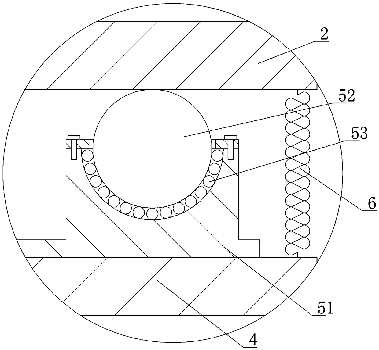 Multi-point spherical rolling support shock insulation floor with limit rope