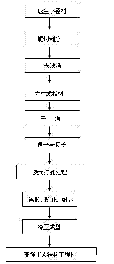 Method for producing high-strength wood structure engineering material