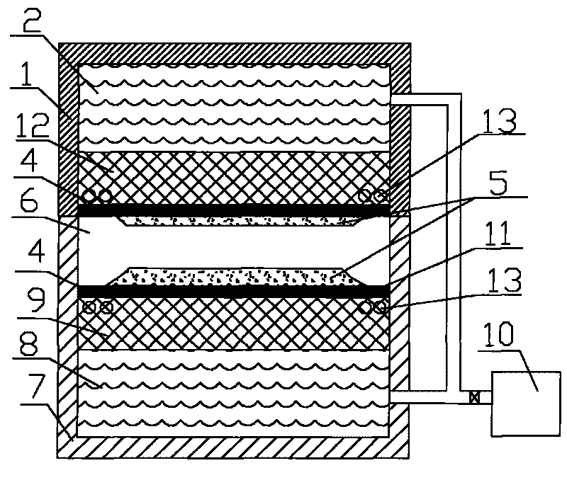 Two-sided diaphragm filter plate heating and compression molding device and molding method thereof