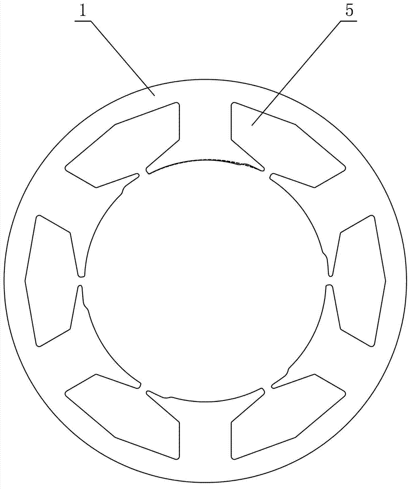 Stator punched plate of single-phase direct current brushless motor