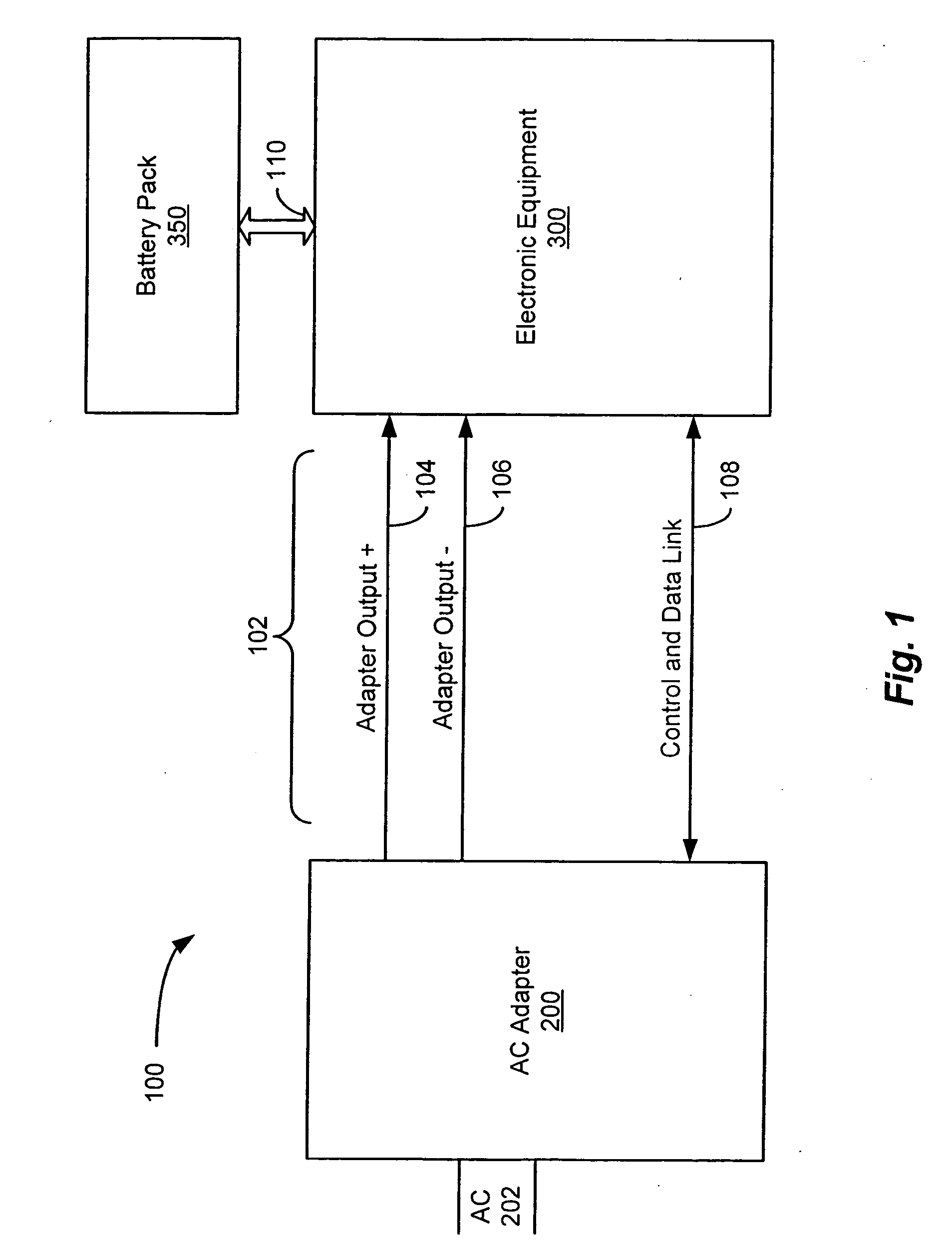 Single wire interface providing analog and digital communication between an AC power adapter and an electronic device