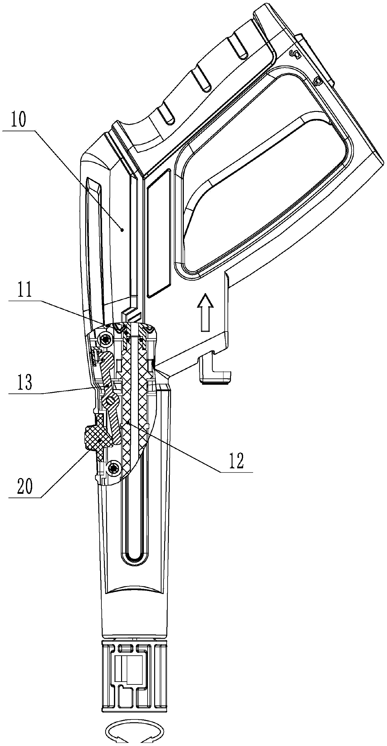 High-pressure water gun with rotating and locking functions