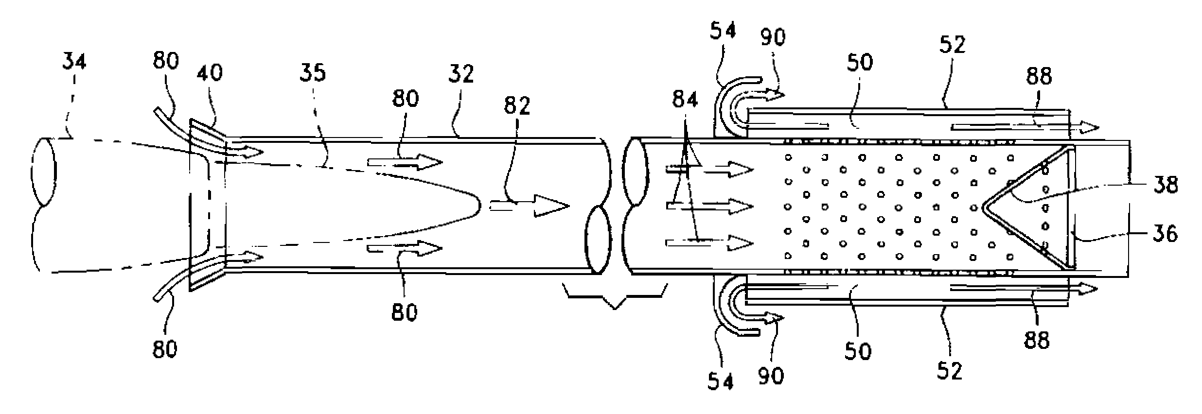 Noise attenuation device for reducing noise attenuation in a jet engine test cell