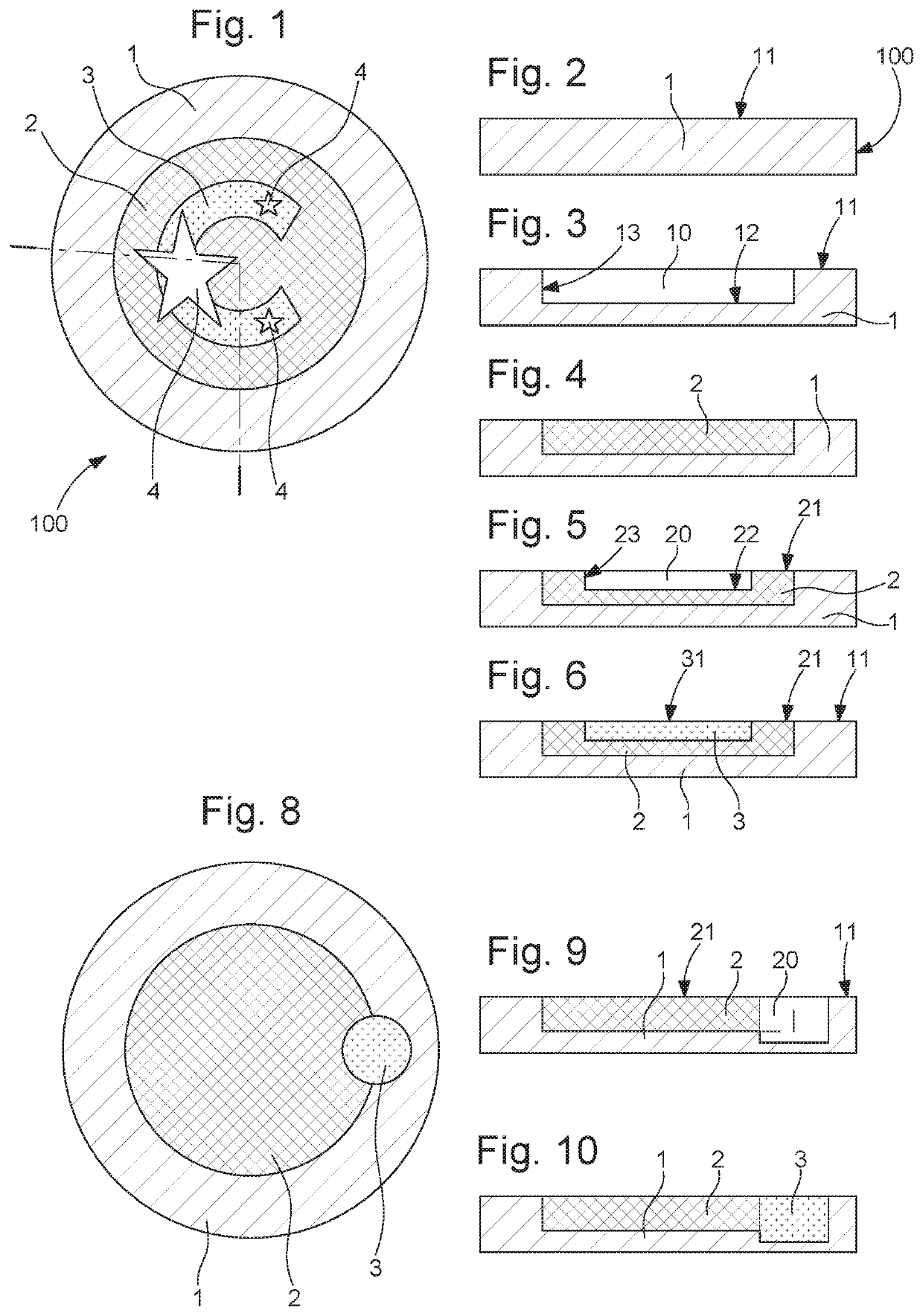 Method for producing a multi-decoration and/or multicoloured horological component having a ceramic structure