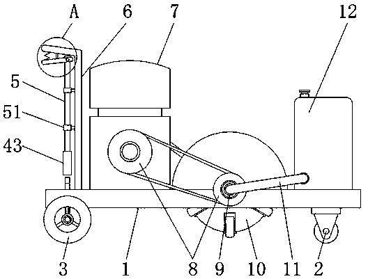 Road surface grooving machine with groove depth adjusting mechanism
