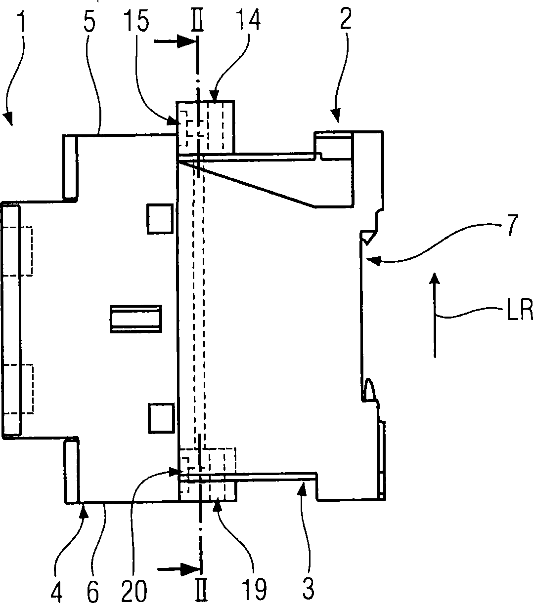 Electromagnetic device with displaceable connections