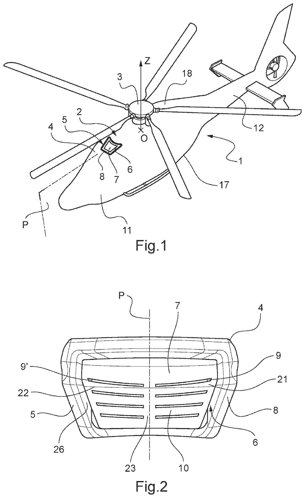 Rotorcraft equipped with an aerodynamic device having a fairing provided with an air inlet