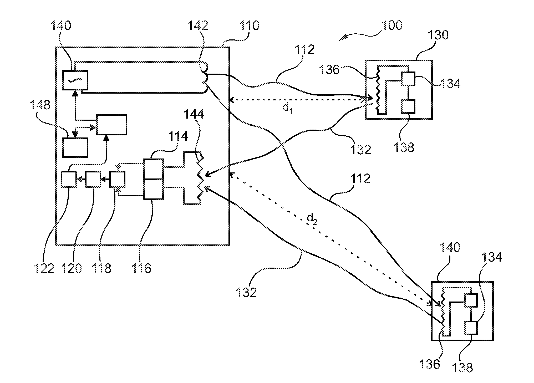  system for reading information transmitted from a transponder