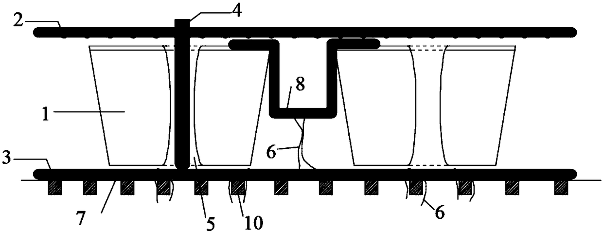 Anti-floating dense construction method of hollow floor slab and thin-wall square box used in same