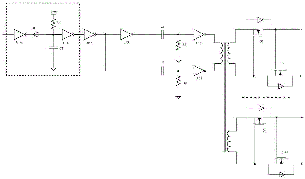 Wide-duty-ratio MOSFET isolation drive circuit