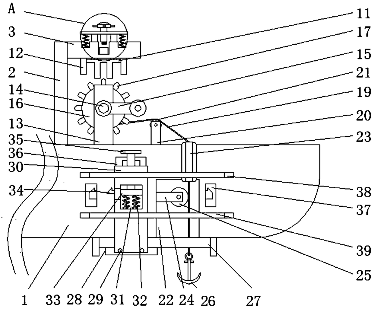 Ship anchor retracting-release device for ships