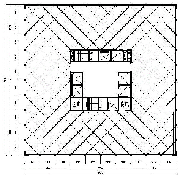 Fabricated concrete orthogonal-diagonal lattice space grid box type tube-in-tube structure and making method thereof