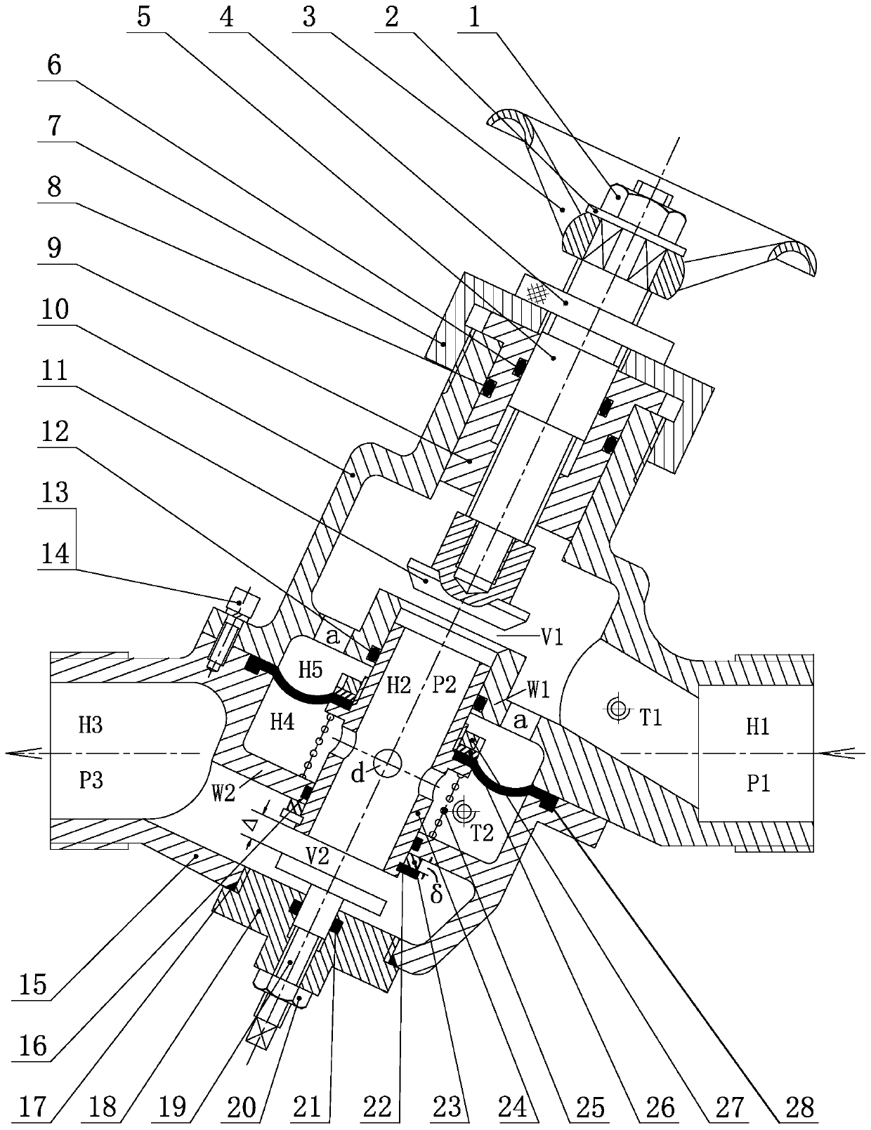 Self-operated type bevel valve