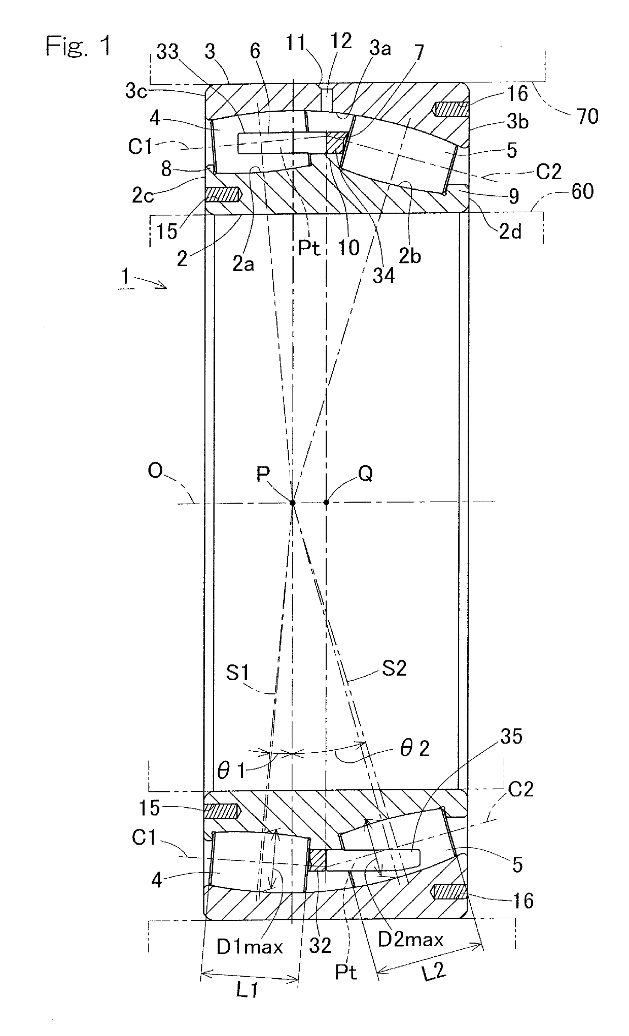 Double-row self-aligning roller bearing and protrusion prevention jig