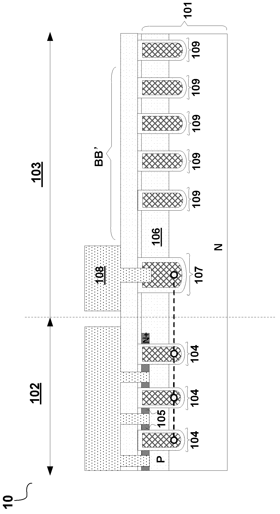 Field effect transistor, marginal structure and relative manufacture method