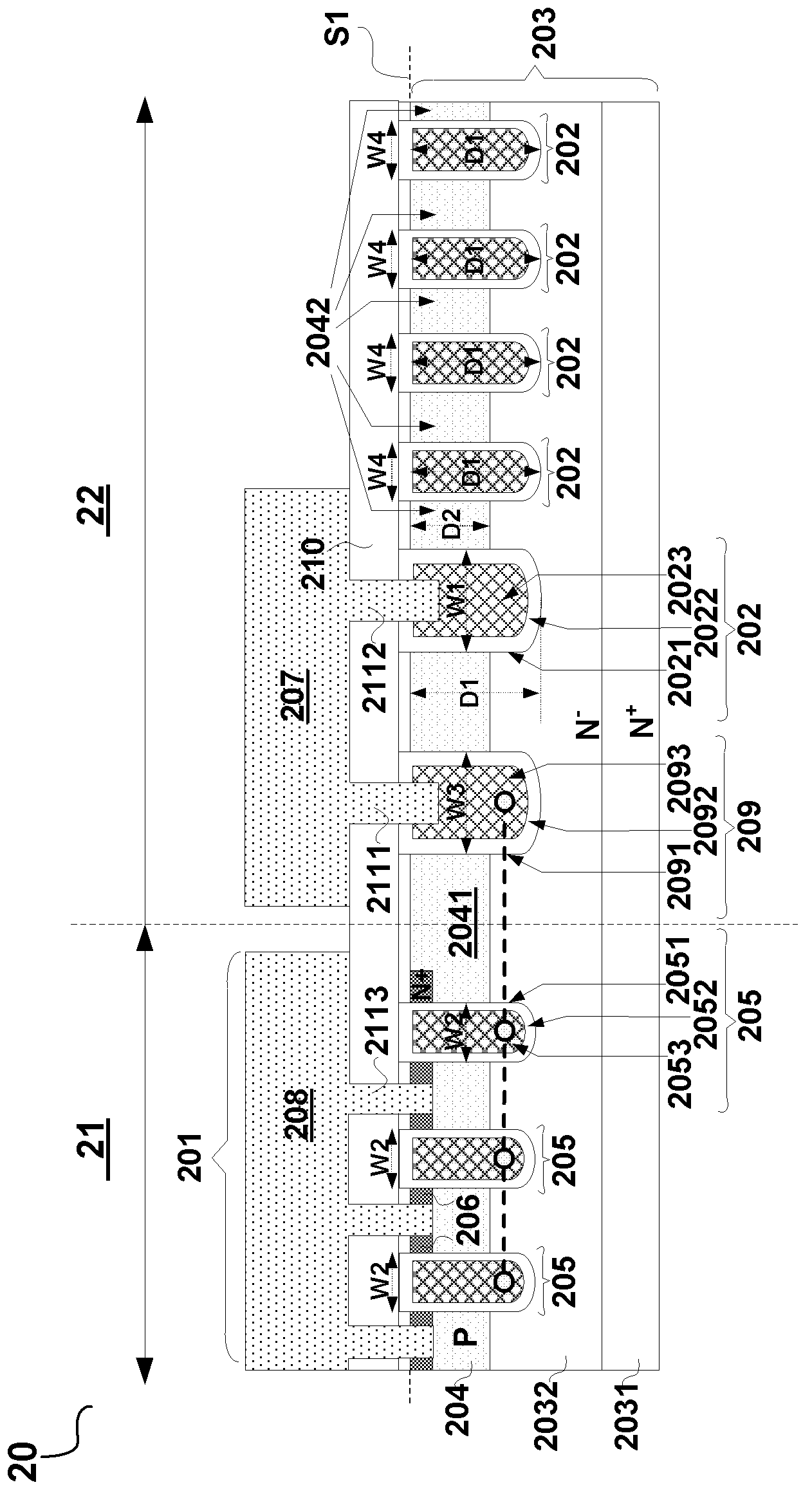 Field effect transistor, marginal structure and relative manufacture method