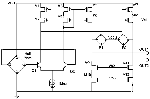 Magnetic sensitivity temperature compensation circuit and programmable linear Hall sensor chip