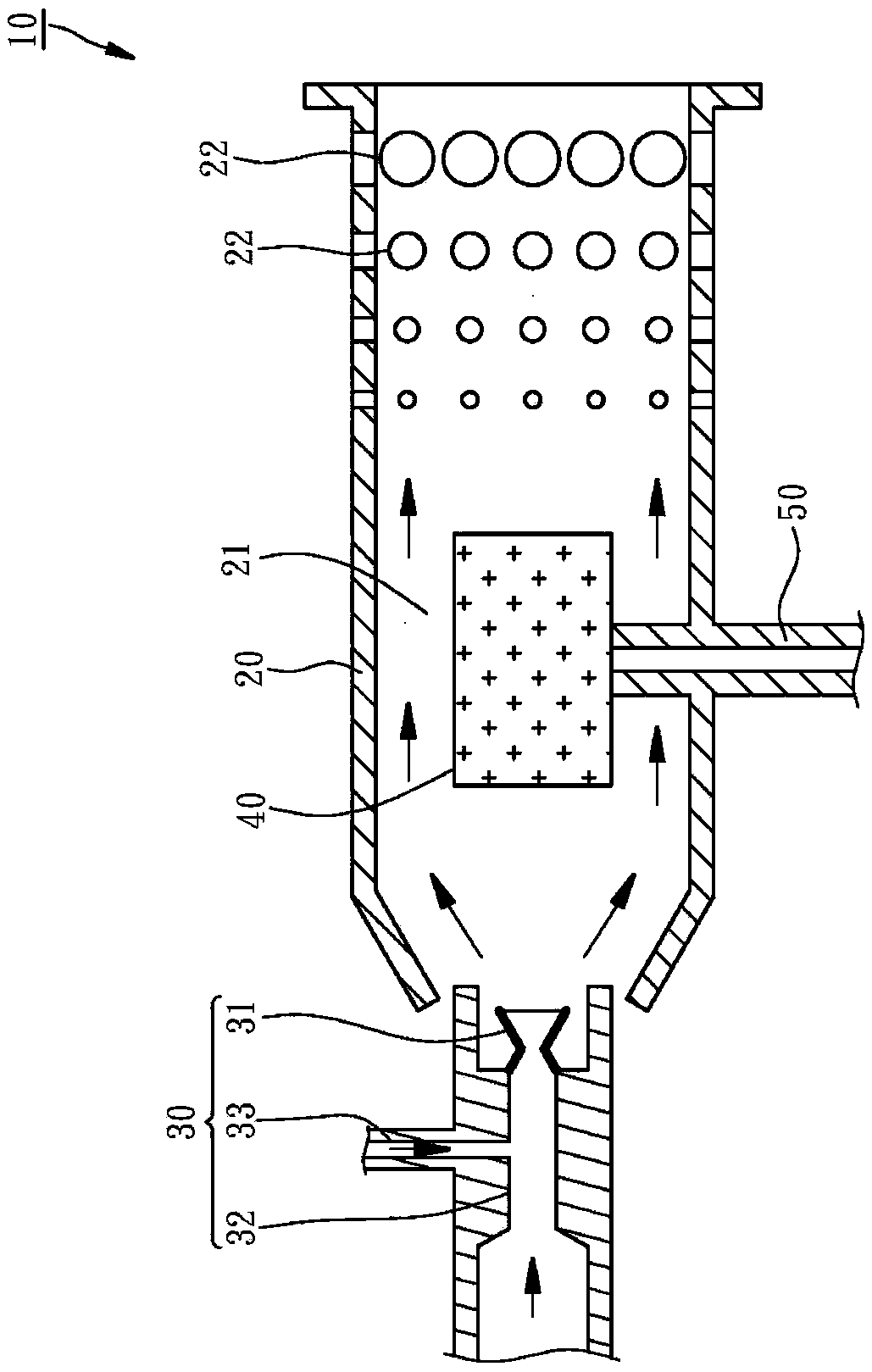 Combustion device with controllable output heat source temperature