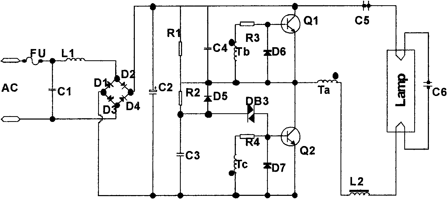 Electronic ballast circuit adaptable to common light adjustor to adjust light