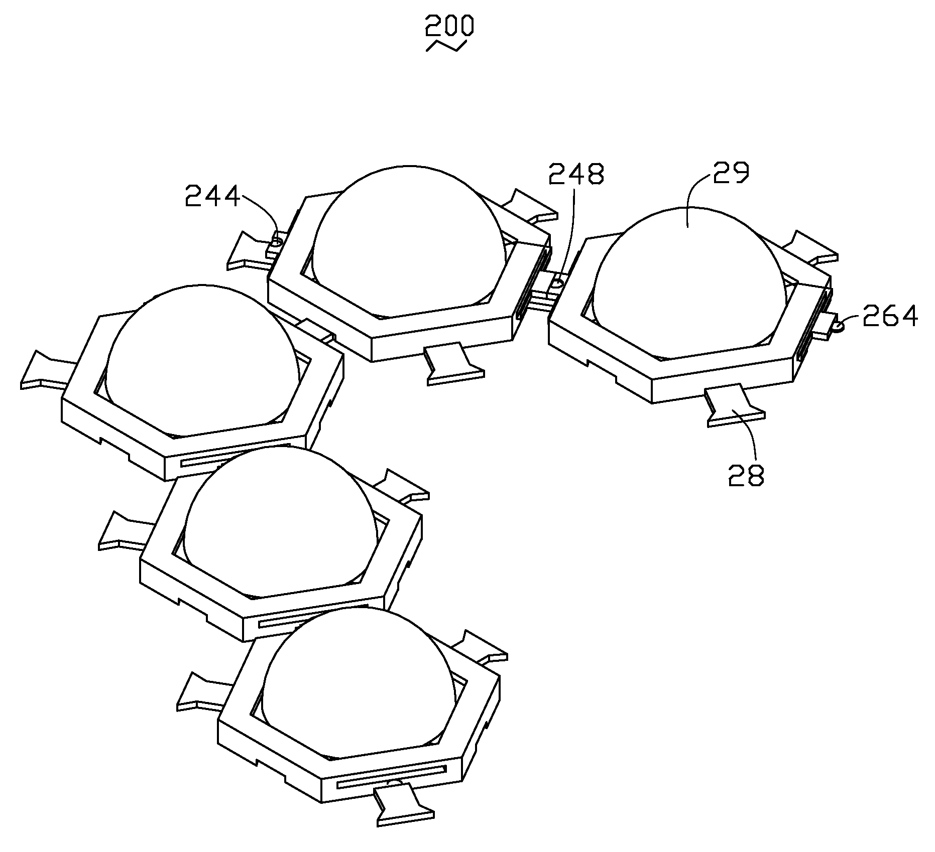 LED assembly with separated thermal and electrical structures thereof