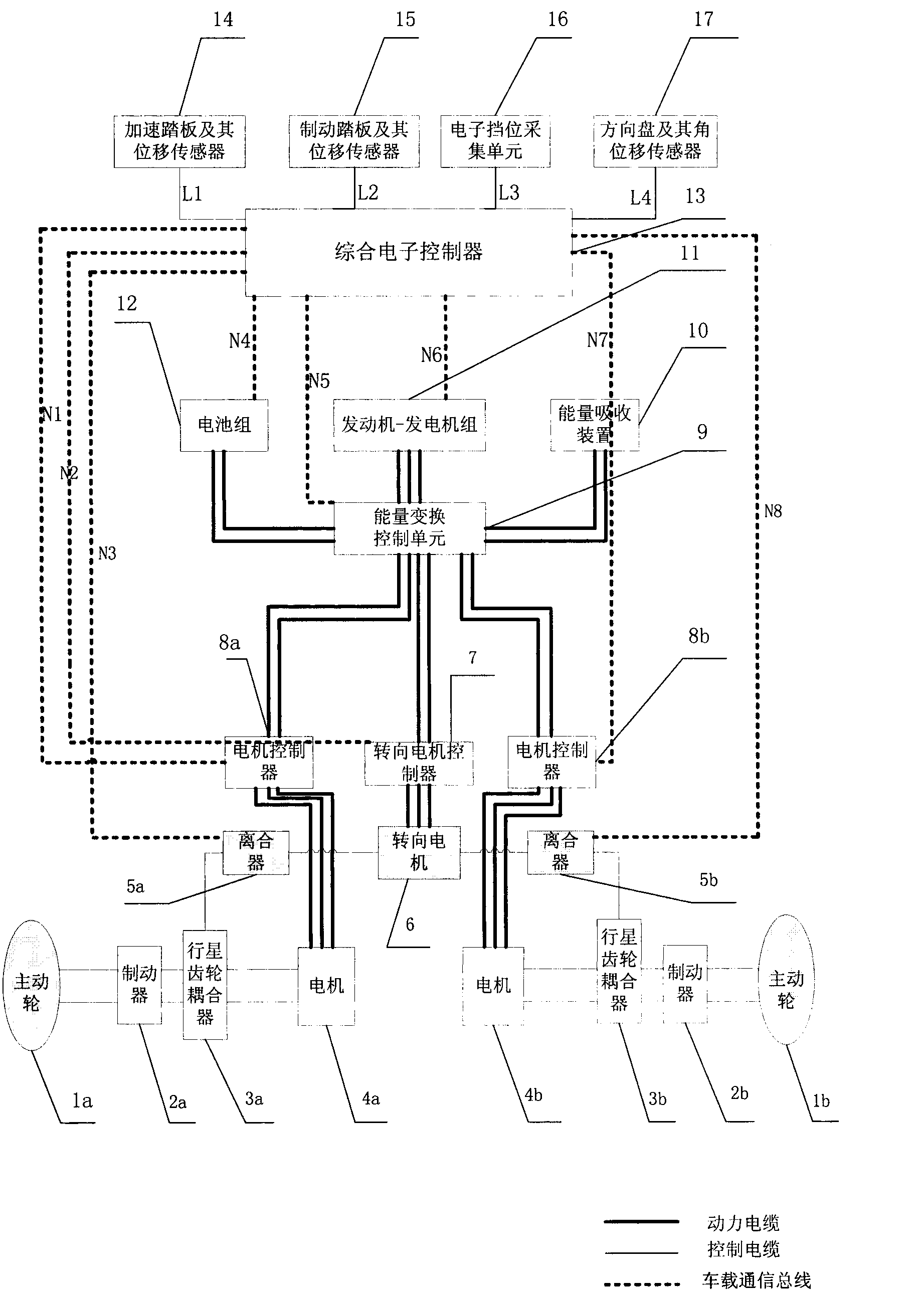 Steering system with coupling of electric drive tracked vehicle steering motor and unilateral drive motor
