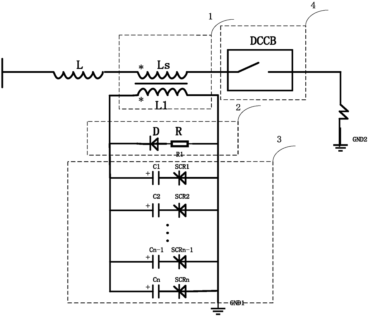 Coupling reactor high-voltage direct current fault current limiter