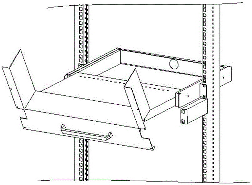 Tray bearing assembly for machine cabinet, and screen cabinet and prefabricated cabin equipped with same