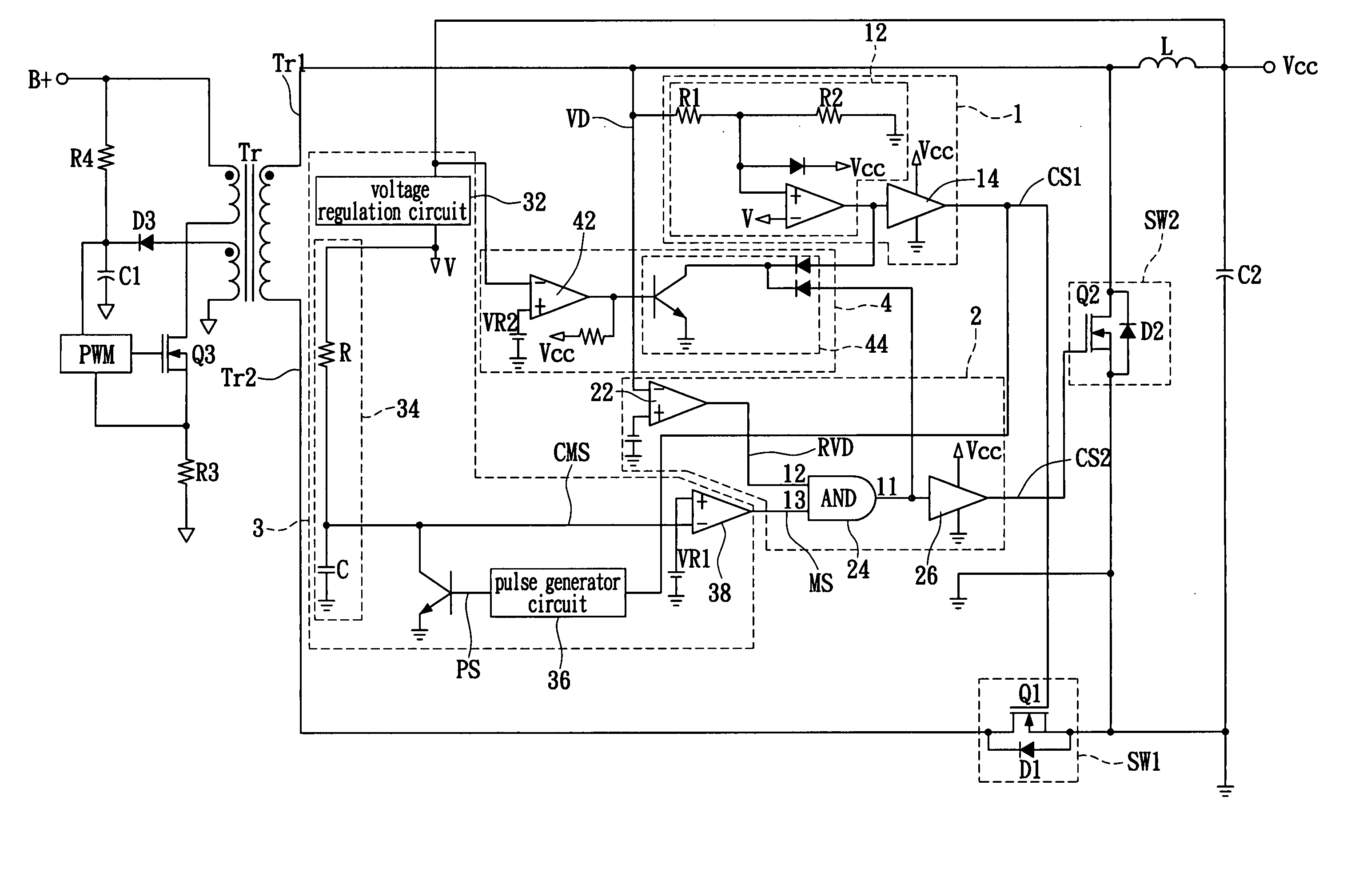 Synchronous rectification circuit with dead time regulation