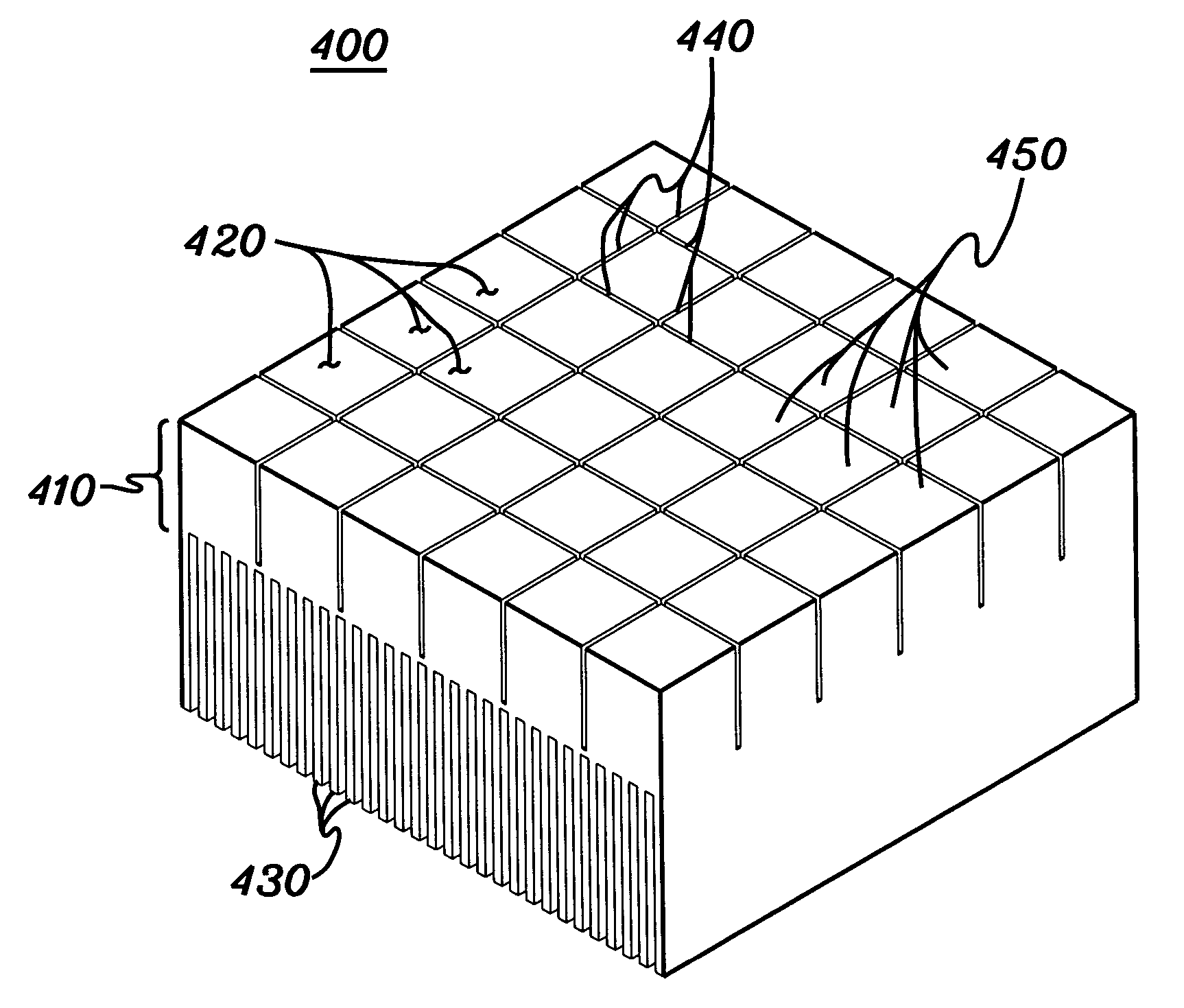 Thermal dissipation structure and method employing segmented heat sink surface coupling to an electronic component