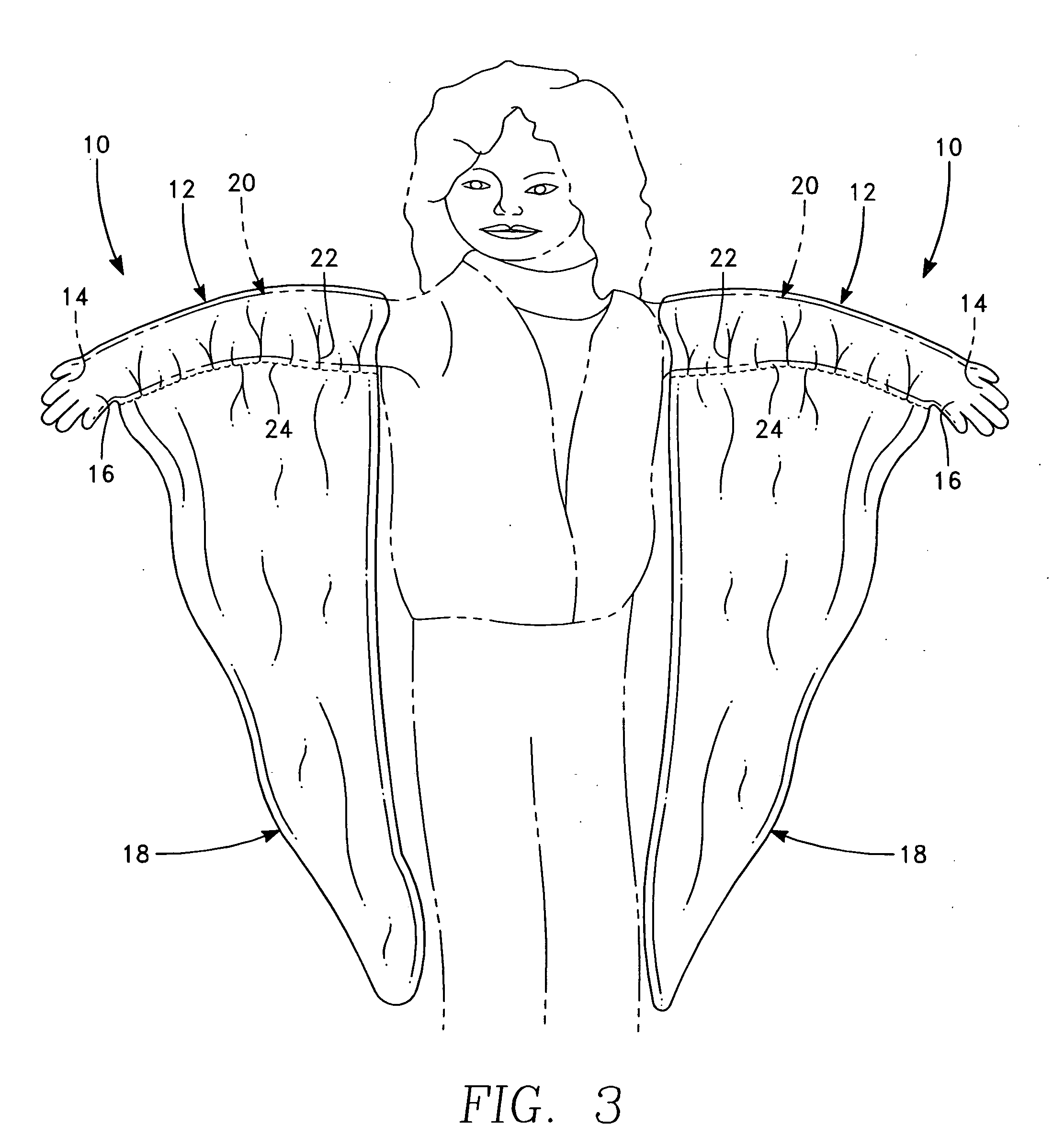 Method of providing wings for human arms and apparatus for use thereof