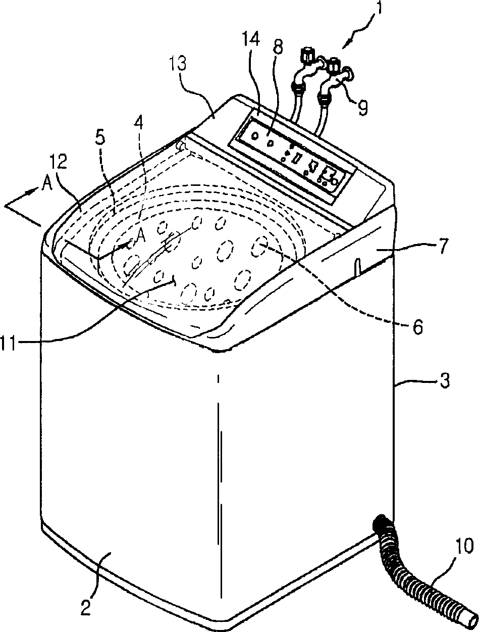 Top cover connecting structure for washing machine