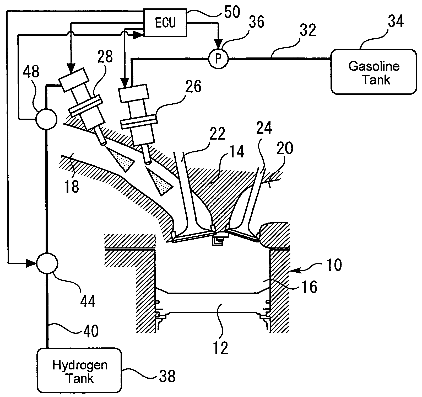 Control system for hydrogen addition internal combustion engine