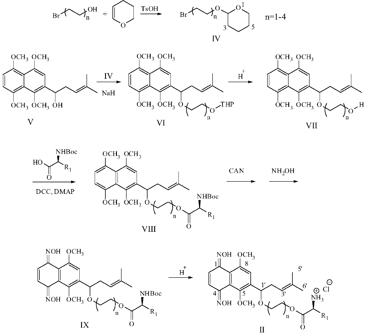 Racemate alkannin oxime amino acid ester derivatives and preparation method and applications thereof