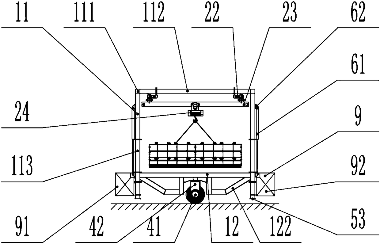 Prefabricated curtain board and protecting wall formwork construction trolley for viaduct surface of high-speed train