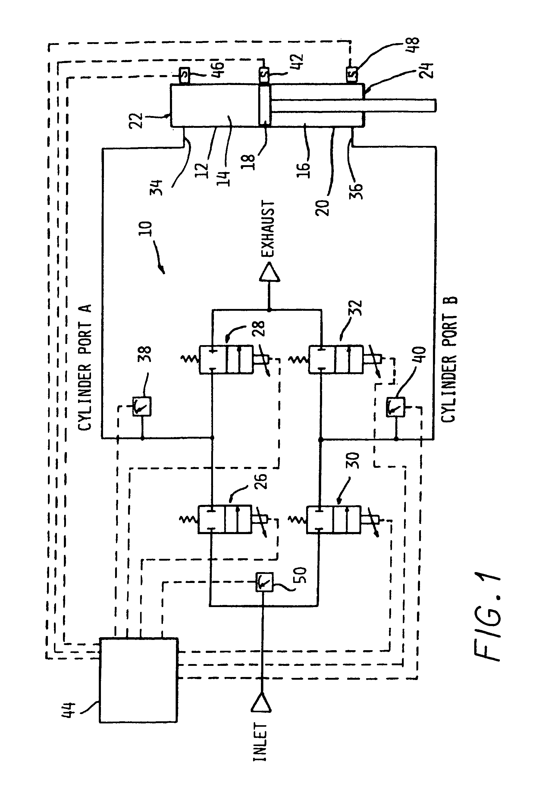 Multi-valve fluid operated cylinder positioning system