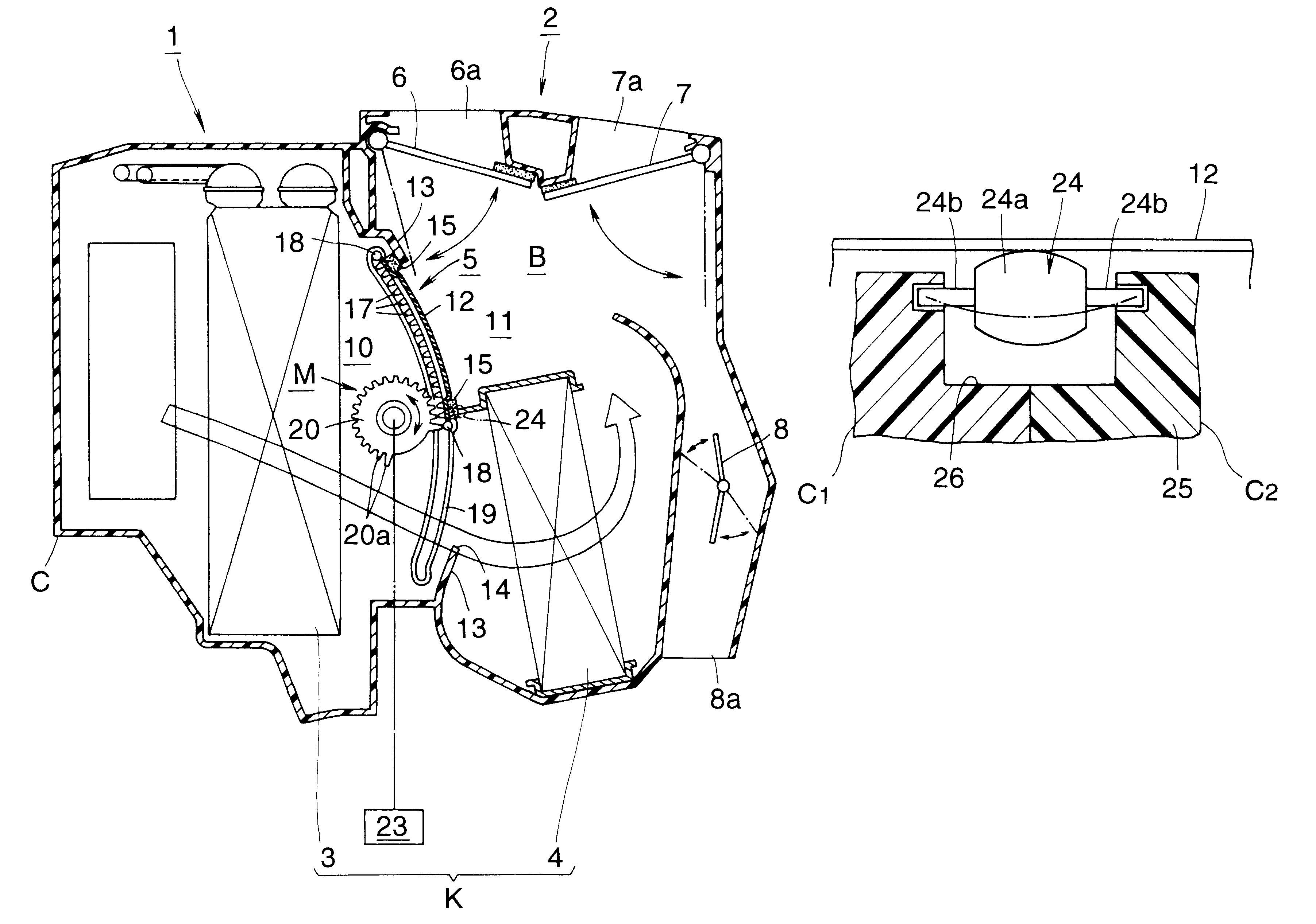 Door mechanism of automobile air conditioner