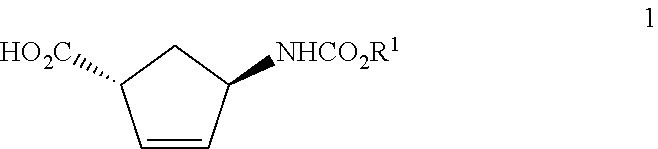 Production of trans-4-aminocyclopent-2-ene-1-carboxylic acid derivatives