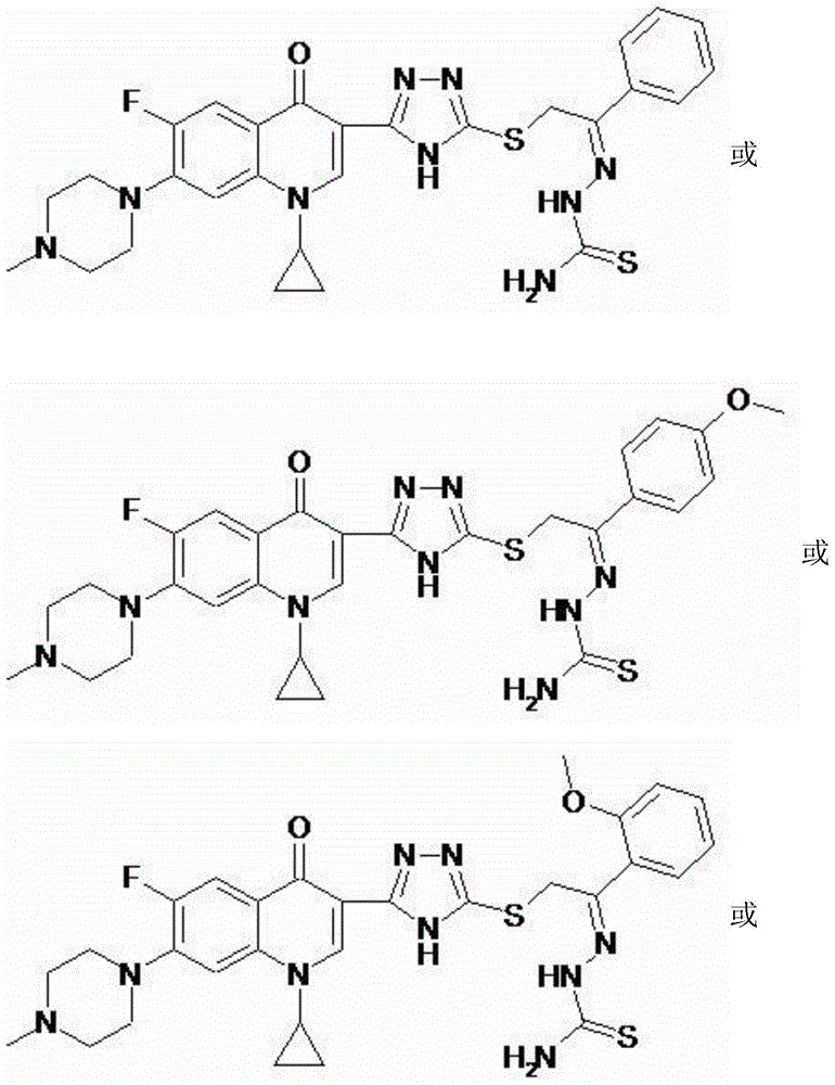 Cyprofluoroquinolone C-3-s-triazole thioetherketone thiosemicarbazone compound and its preparation method and application