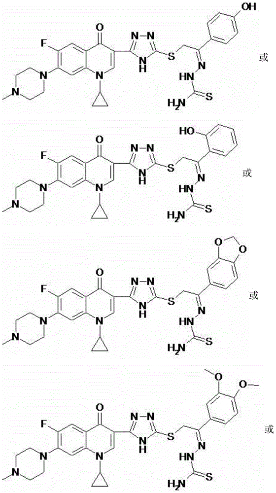 Cyprofluoroquinolone C-3-s-triazole thioetherketone thiosemicarbazone compound and its preparation method and application
