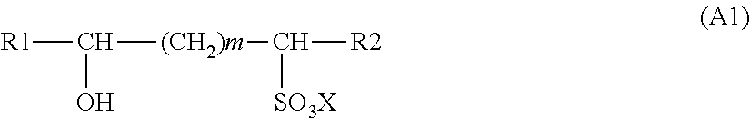Foaming composition containing internal olefin sulfonates and one polymeric suspension agent