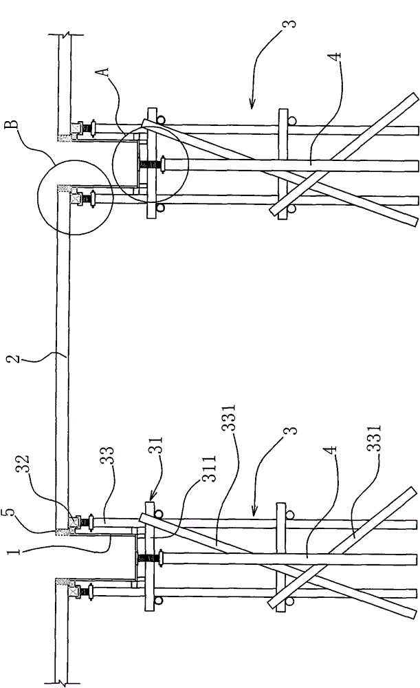 Short-slab-span cast-in-situ beam ribbed floor early-dismantling template formwork system