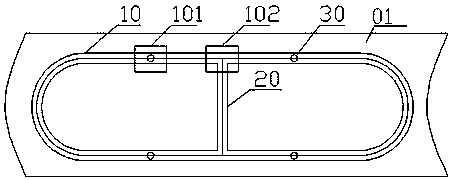 Water supply rail used in tunnel, rail traffic locomotive and corresponding water supply system