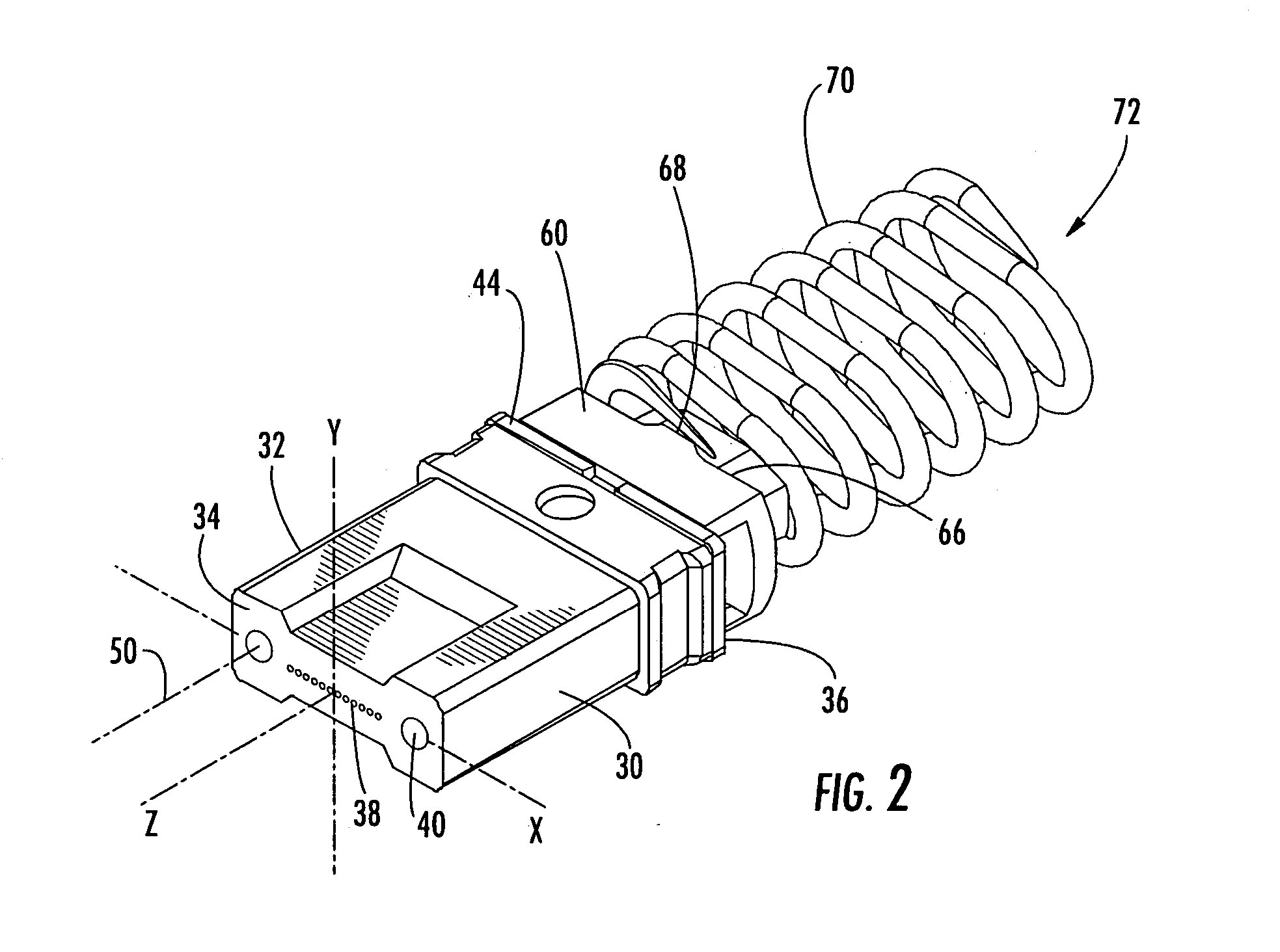 Fiber optic connection for applying axial biasing force to multifiber ferrule